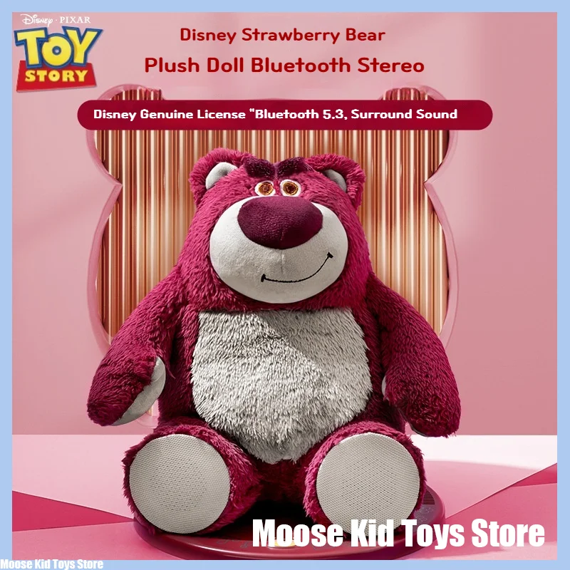 Disney Toys Story Strawberry Bear Bluetooth Speaker Toys Plush Pillow Doll Toys Cute Stuffed Sound Box For Girls Birthday Gifts