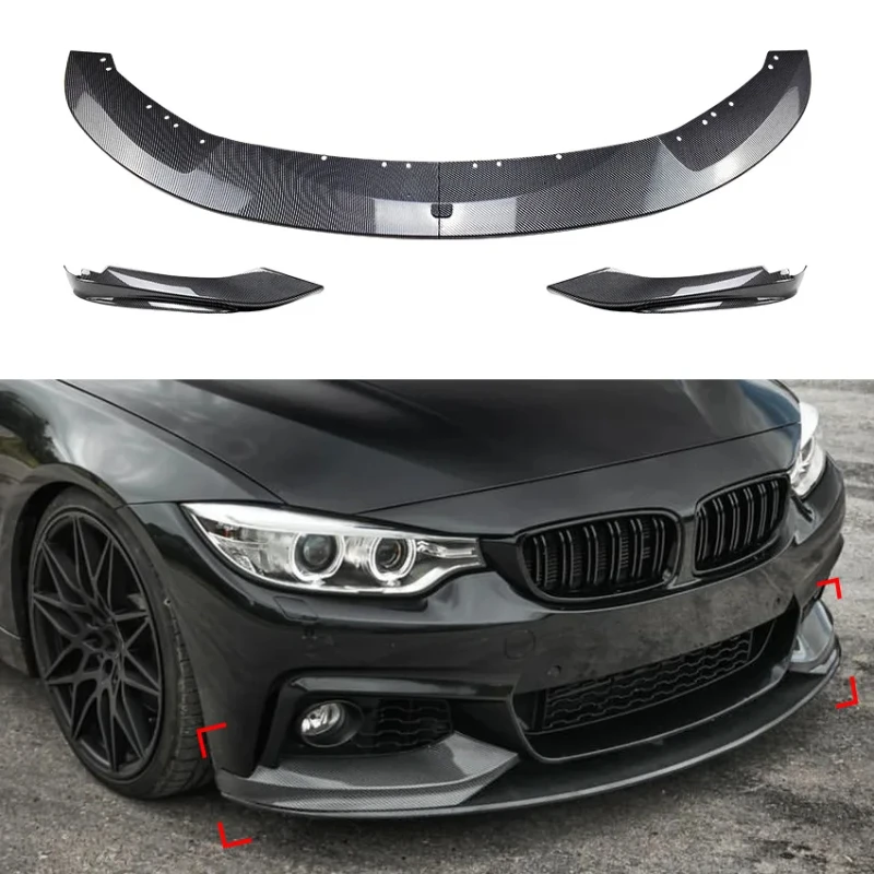 

For BMW 4 Series F32 F33 F36 420i 430i 420d M440i 2014-2020 4Pcs Front Bumper Lip ABS Glossy Black Or Carbon Fiber Look Spoiler