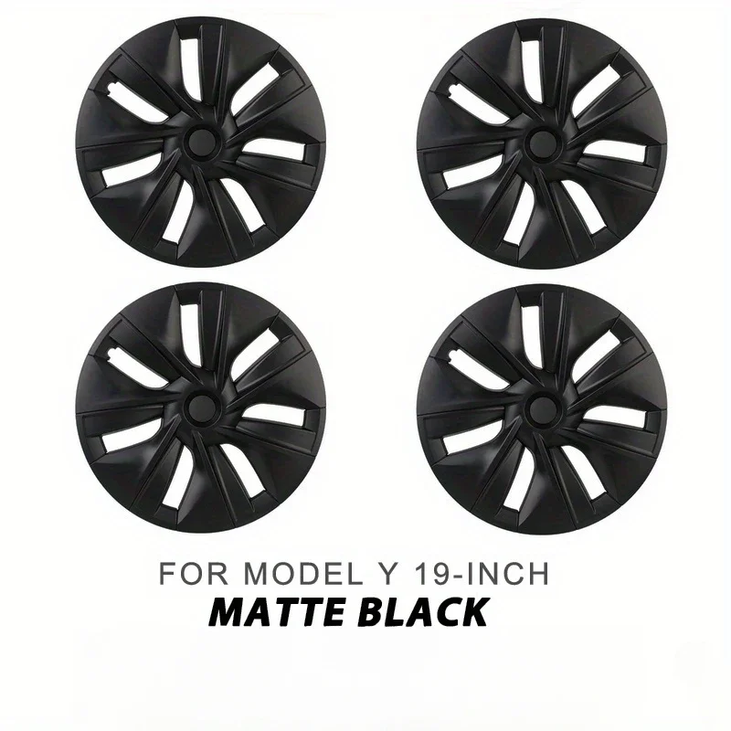 Protect  Wheels and Enhance Your Car\'s Look with 4pcs 19 Inch Wheel Cover Replacement Hub Cap for Tesla Model Y 2021 2018-2023