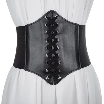 Nuovo corsetto punk nero cintura larga in pelle pu cinture d...
