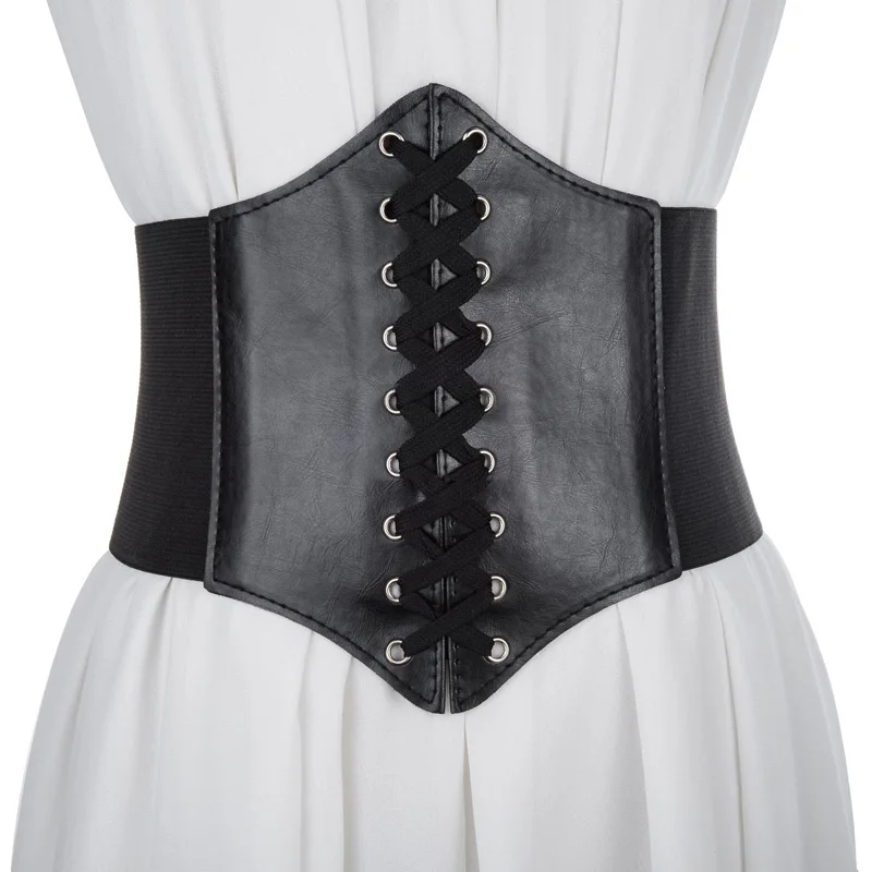 Nuovo corsetto punk nero cintura larga in pelle pu cinture dimagranti per il corpo per le donne cintura elastica a vita alta abito femminile fasce regali