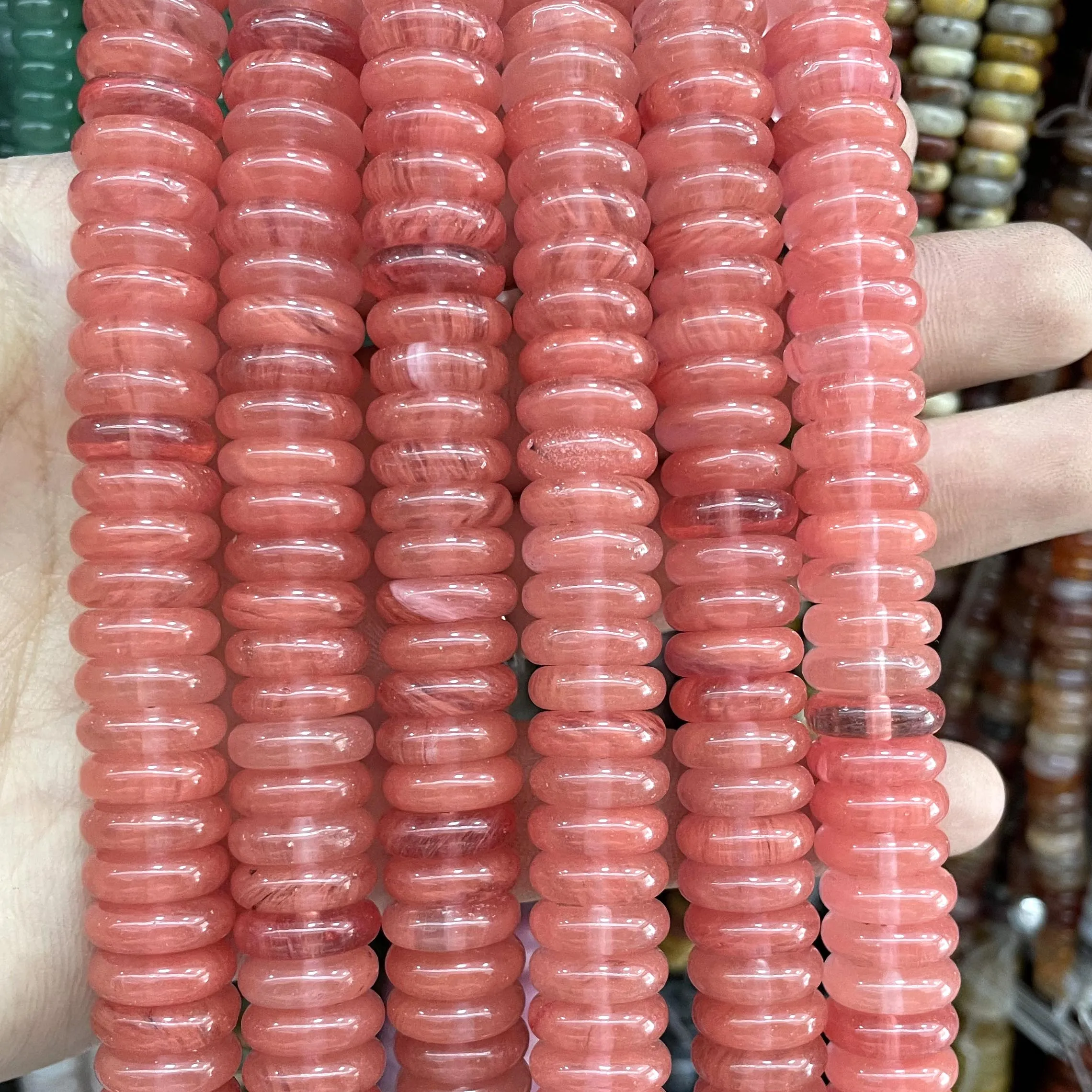 4X12MM Naturstein Rondelle 7 Chakra Quarz Jaspis Achate Flache Runde Spacer Perlen Für Schmuck Machen DIY armband Zubehör – Detail 6