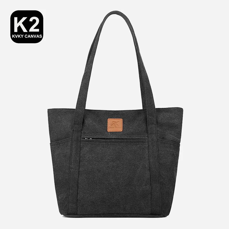 

KVKY Women's Tote Bag Canvas Sewing Thread Large Capacity Advanced Sense Handbag Convenient Practical Female's Commuter Bag