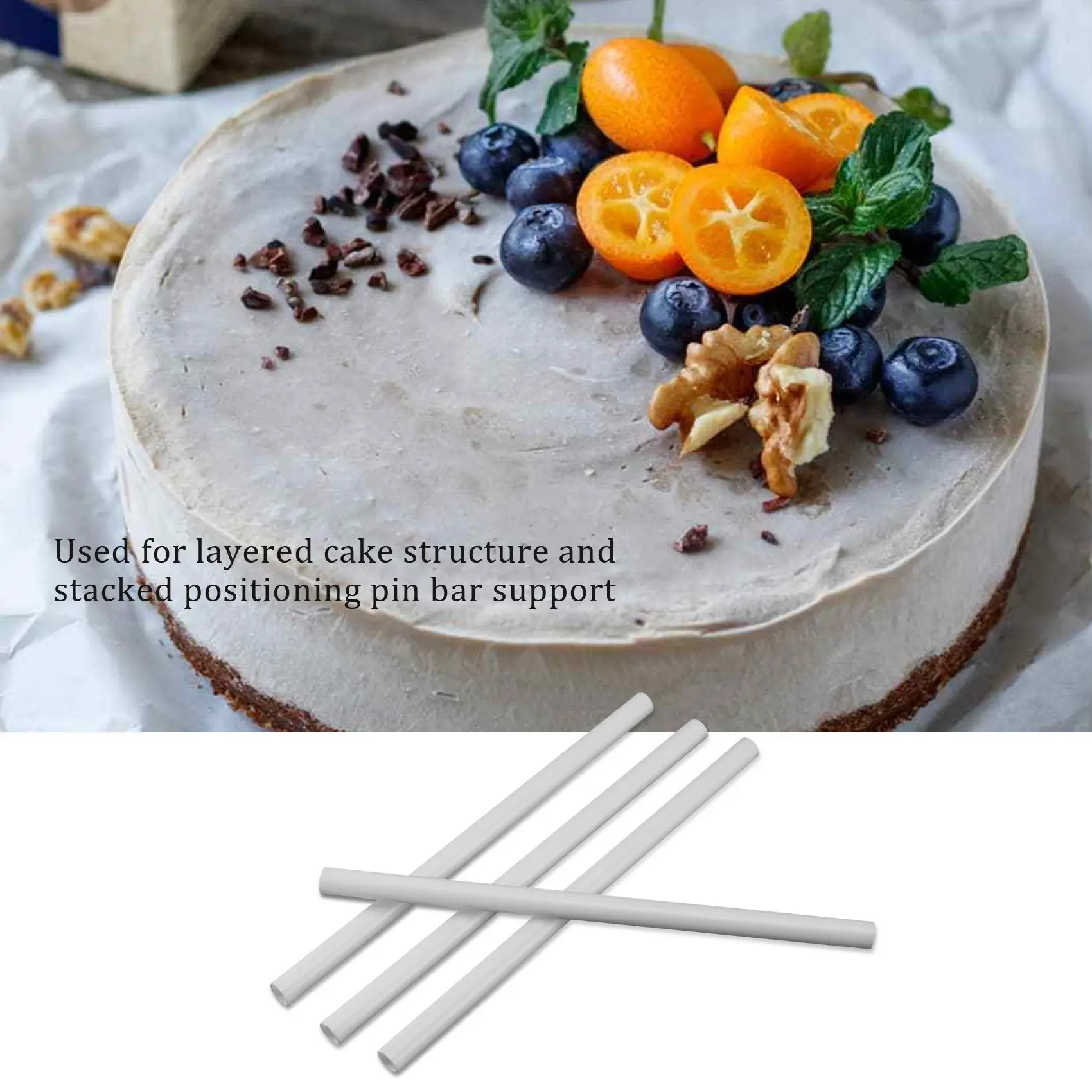 White Cake Dowel Rods for Tiered Cake Construction and Stacking Supporting Cake Round Dowels Straws 9.5 Inch 22 PCS