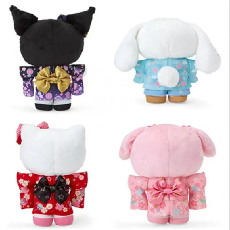 귀여운 만화 카와이 축제 기모노 Sanrio Kuromi 마이 멜로디 Cinnamoroll Hellokitty 봉제 인형 키 체인 가방 펜던트 장난감 선물