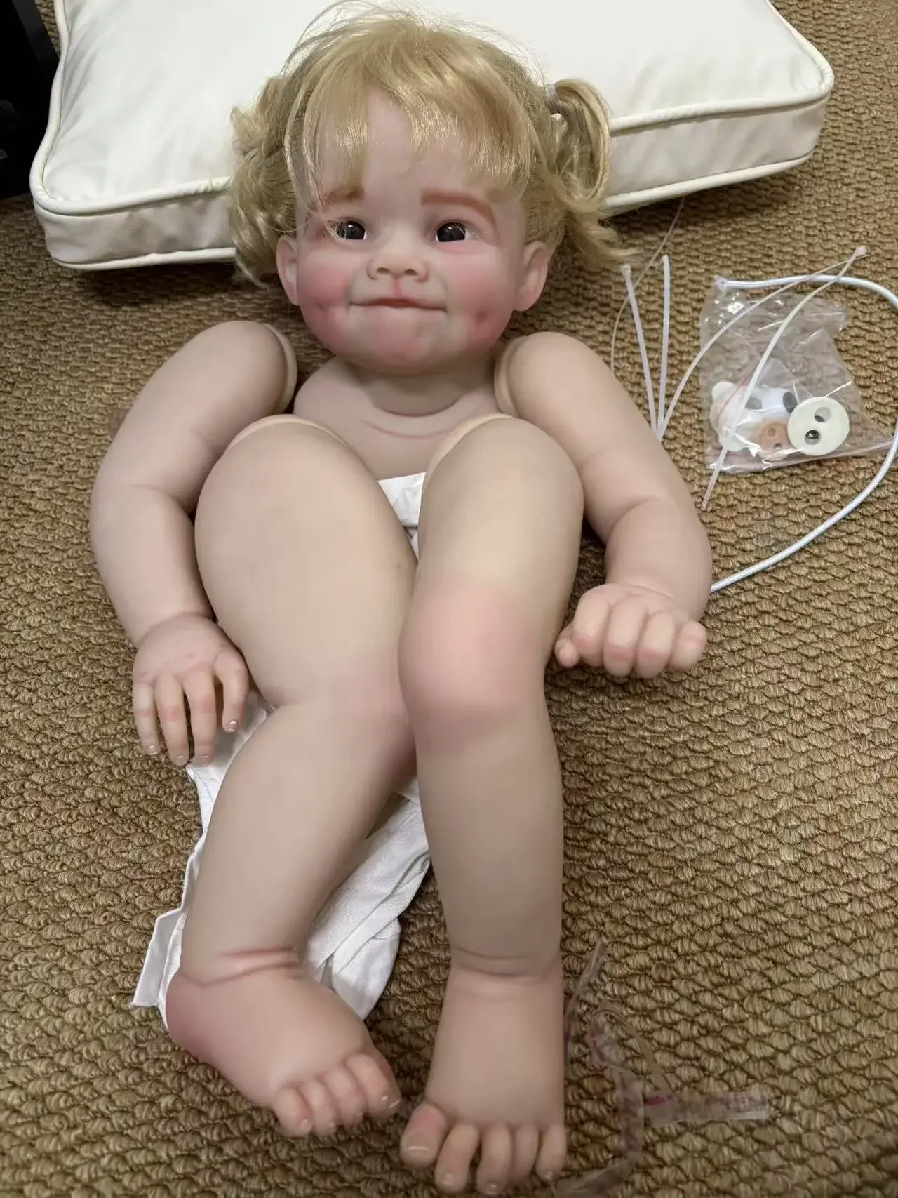 DLS 28 inch Reborn Baby Raya With Hand-Rooted Hair DIY Part Painted Kit With Connectors