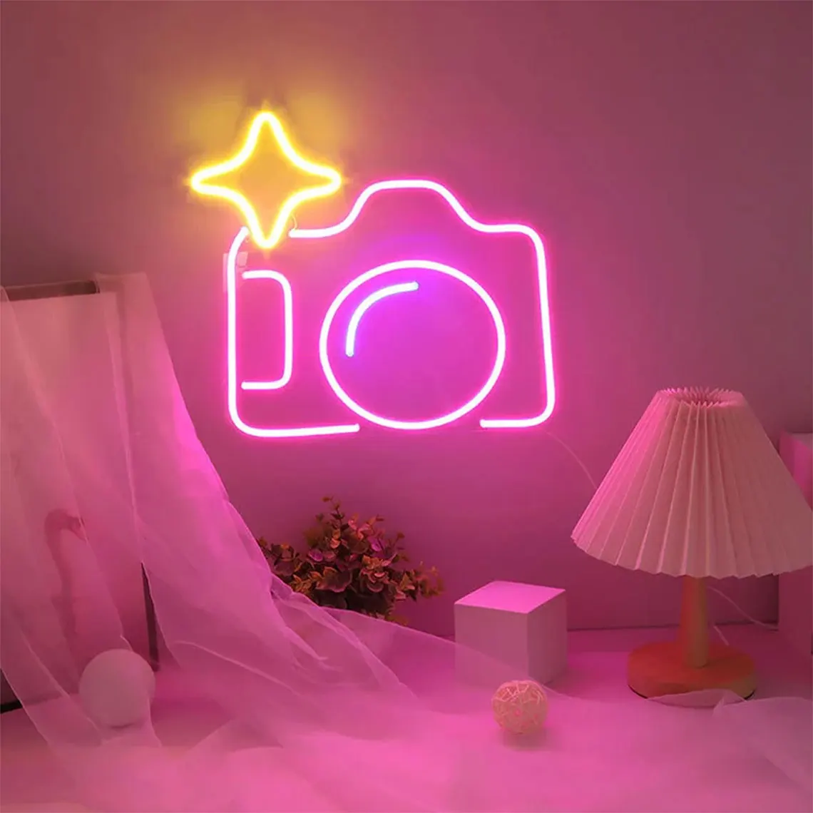 Custom Camera Neon Sign for Wall Art Decor Kids Girl Bedroom Live Room Sign Bar Beer Club Business Shop Neon