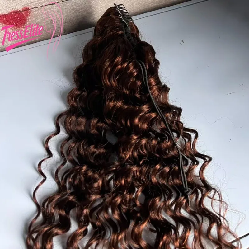 

Высококачественные коричневые человеческие волосы, афро-кудрявый хвост на шнурке 4, # Стильный, удобный, специально разработанный для женщин