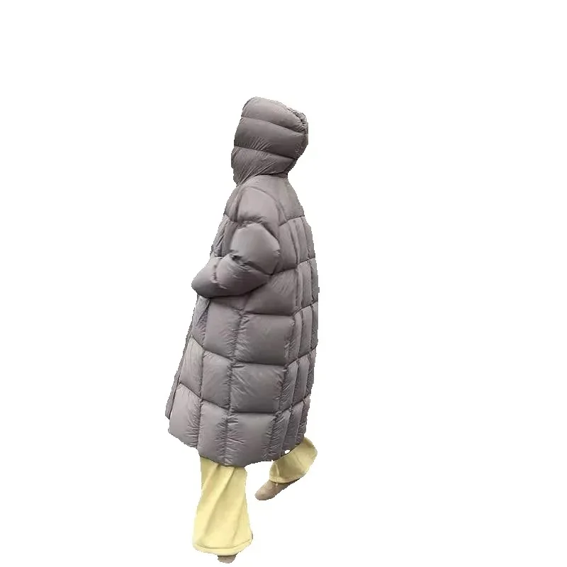 

Autumn Winter Long Cotton Coat Women 2025 New Fashion Loose Casual Hooded Cotton Jacket Pure Clour Thicken Outerwear Female