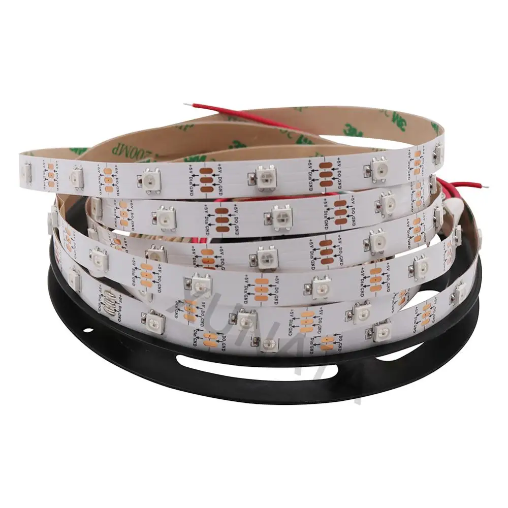 DC5V WS2812B LED Strip SMD5050 สมาร์ทพิกเซล LED Strip กันน้ำ IP21 IP65 โคมไฟติดตั้งโคมไฟ 30 60 LEDs เทปเชือก 1M 5M