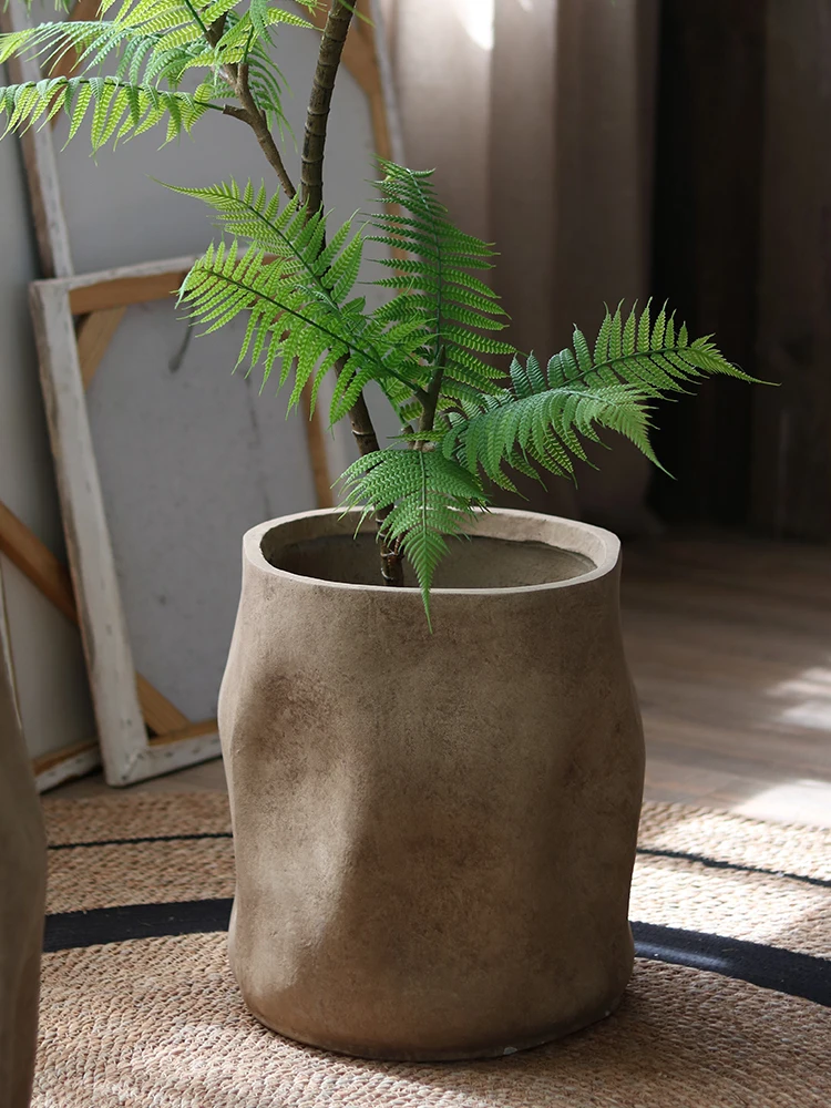 Creative Irregular Floor Flower Pot Art Mall Living Room Indoor Large Jacaranda Green Plant Pot Ornament