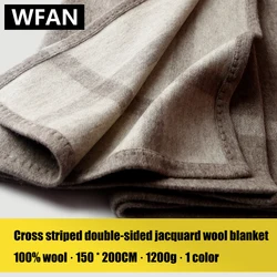 Cross Striped Double sided Jacquard Wool H Blanket Camel Sofa Cover Blanket Ultra Light, Warm, Vacation Leisure Aircraft Blanket