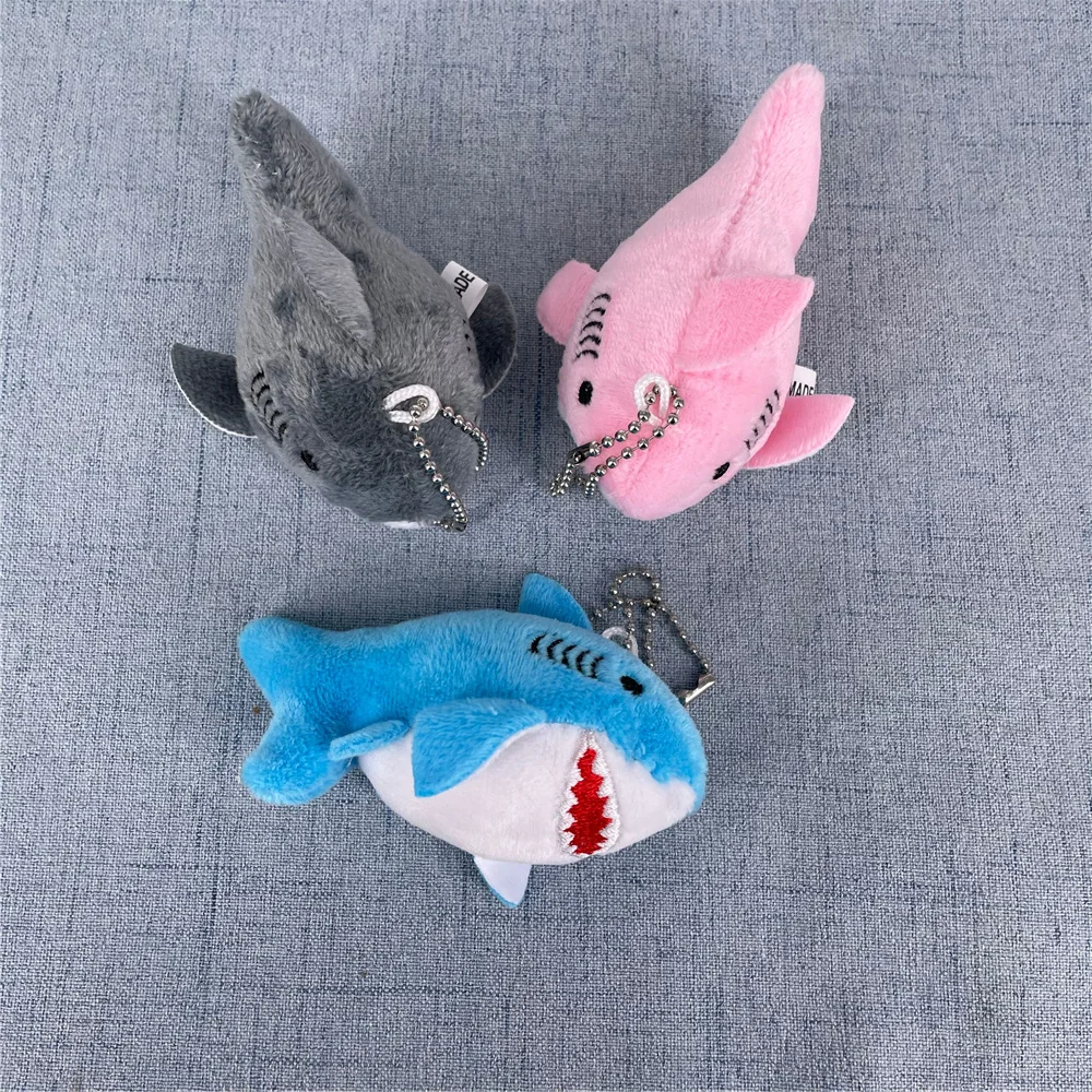 NEW 3Colors , Size 8CM Stuffed Plush Shark Ocean Animal Plush Toy Doll , With Keychain Gift