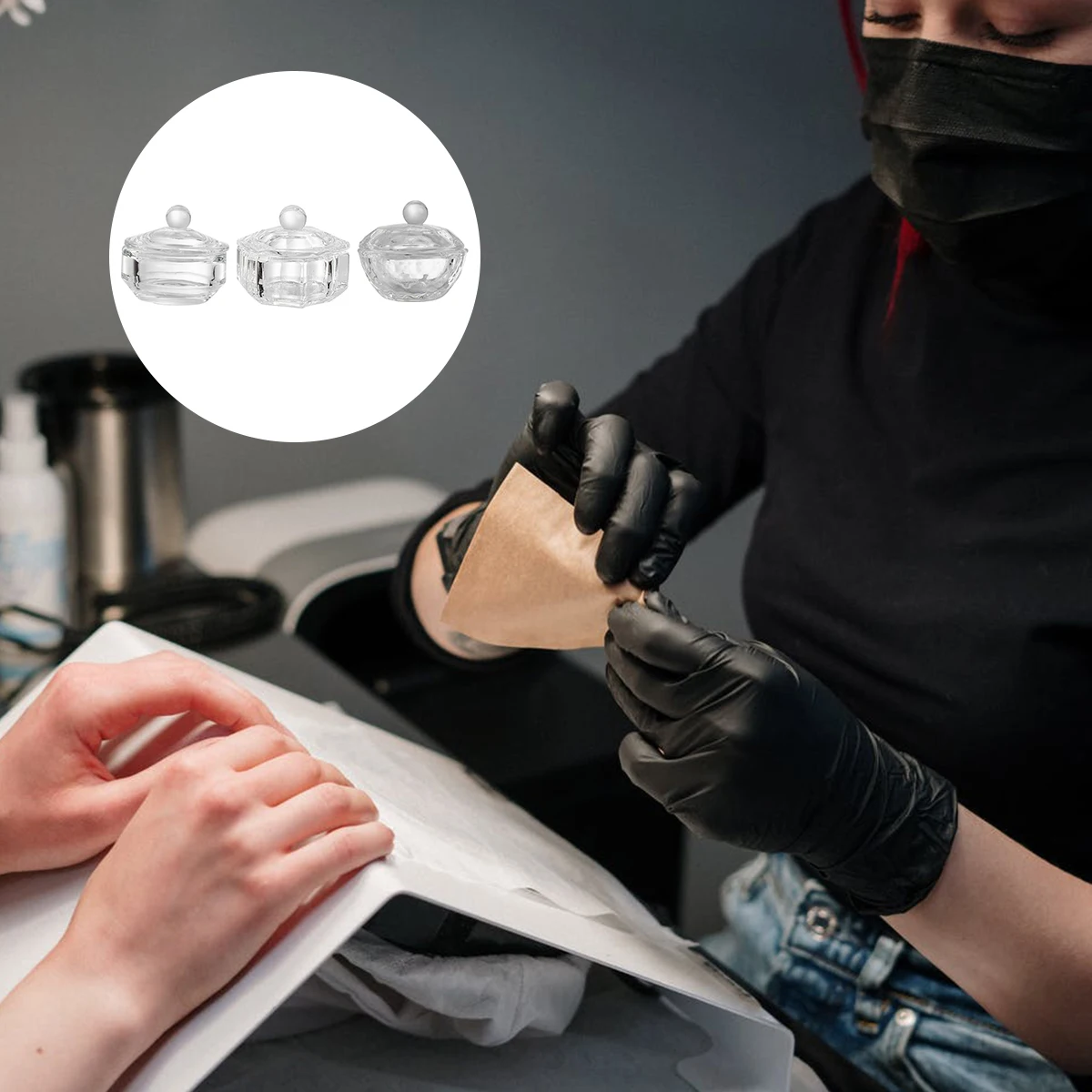 3 bicchieri di vetro di cristallo per nail art, mini contenitori per miscelazione di polvere liquida acrilica, strumenti per salone di manicure, tazza per nail art