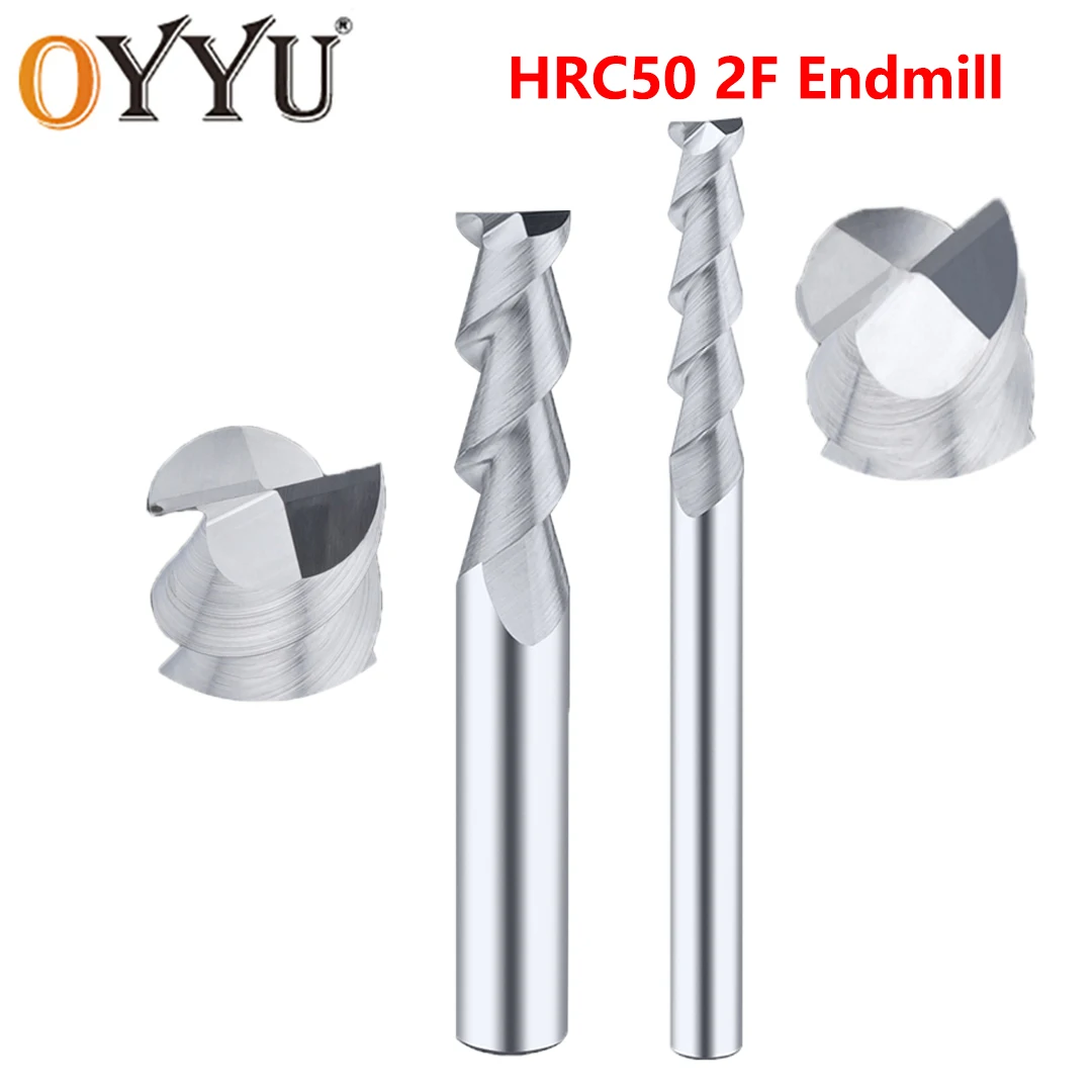 

OYYU HRC50 2 Flute Cutting Aluminium Wood Copper Processing CNC Router Sprial Bit Single Edge Milling Cutter Carbide End Mill