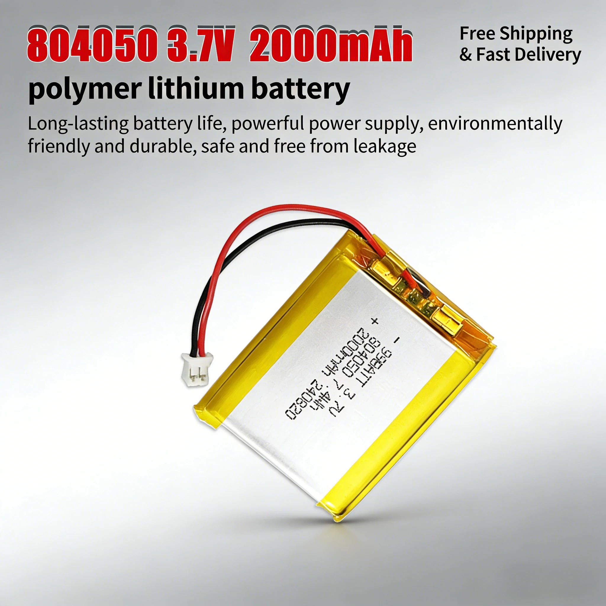 

804050 3.7V 2000mAh LiPo Battery for Medical Equipment Beauty Massager Loudspeaker Rechargeable Lithium Polymer Cells 084050