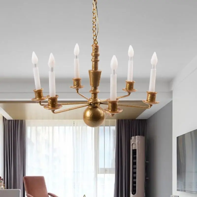 R9JD Poppenhuismeubilair Woonkamermeubilair Plafondlamp Doe alsof voor speelhuis Speelgoed Interactief miniatuurlandschap DIY K