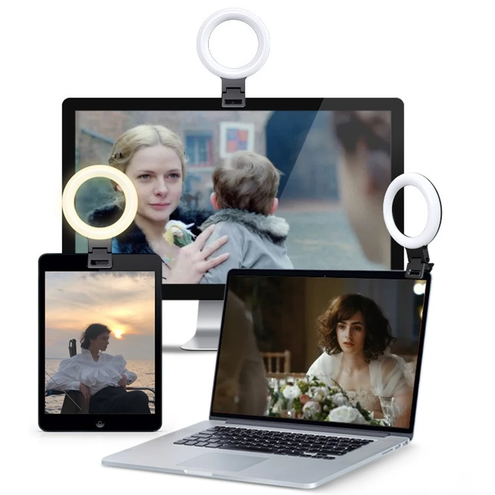 Fill Ring Light 6 pollici LED Meeting Live Streaming Photography lampada didattica Online illuminazione per Laptop regolabile dimmerabile