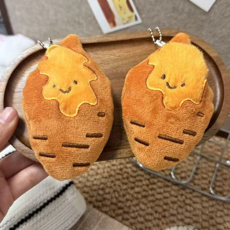 Detachable Sweet Potato Key Chains Creative Roasted Peelable Cartoon Sweet Potato Keyrings Simulated Food Stuffed Doll Pendants