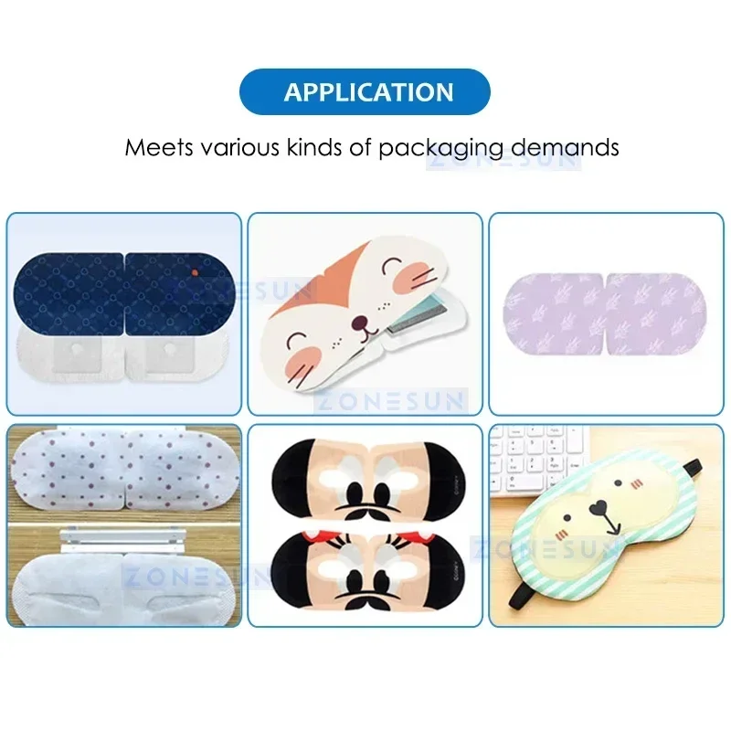 효율적인 생산을 위한 ZONESUN 자동 스팀 아이 마스크 기계 따뜻한 압축 아이 마스크 생산 장비 ZS-HY220