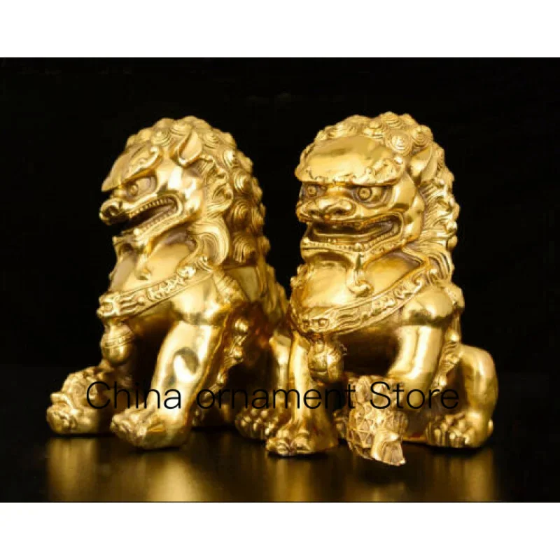 

Antique Bronze Fu Foo Dog Lion Statue China Ancient Guard Lion Pair 15cm