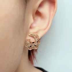 Wbmqda Simple Classic Metal Flower Drop Earrings For Women 585 Rose Gold Color Vintage Ethnic Bridal Wedding Party Fine Jewelry