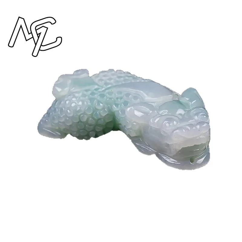 Real Jade Natural Emerald Pixiu Glutinous Plant Pendant Necklace Carved Charm Jadeite Jewelry Fashion Charm Amulet Gifts - view 5