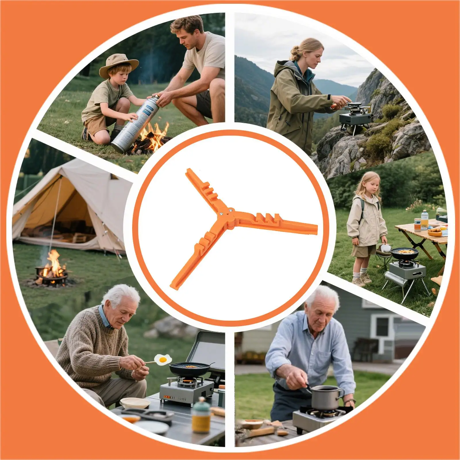 Camping Tank Bracket Triangle Folding Stove Standard Bottle Shelf Stand Fixing Holder Bracket Base Tripod Lightweight For