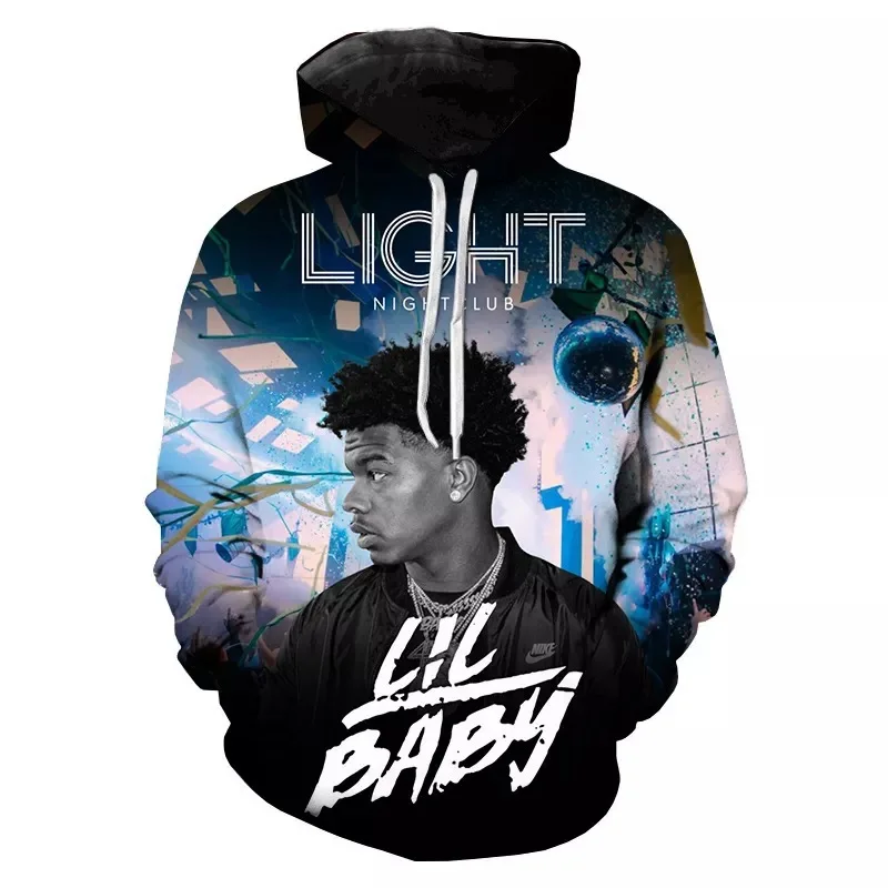 Fashion Rapper Lil Baby 3D Print Hoodie Men Women Casual Oversized Pullovers Y2k Harajuku Hooded Sweatshirts Tops Male Clothing