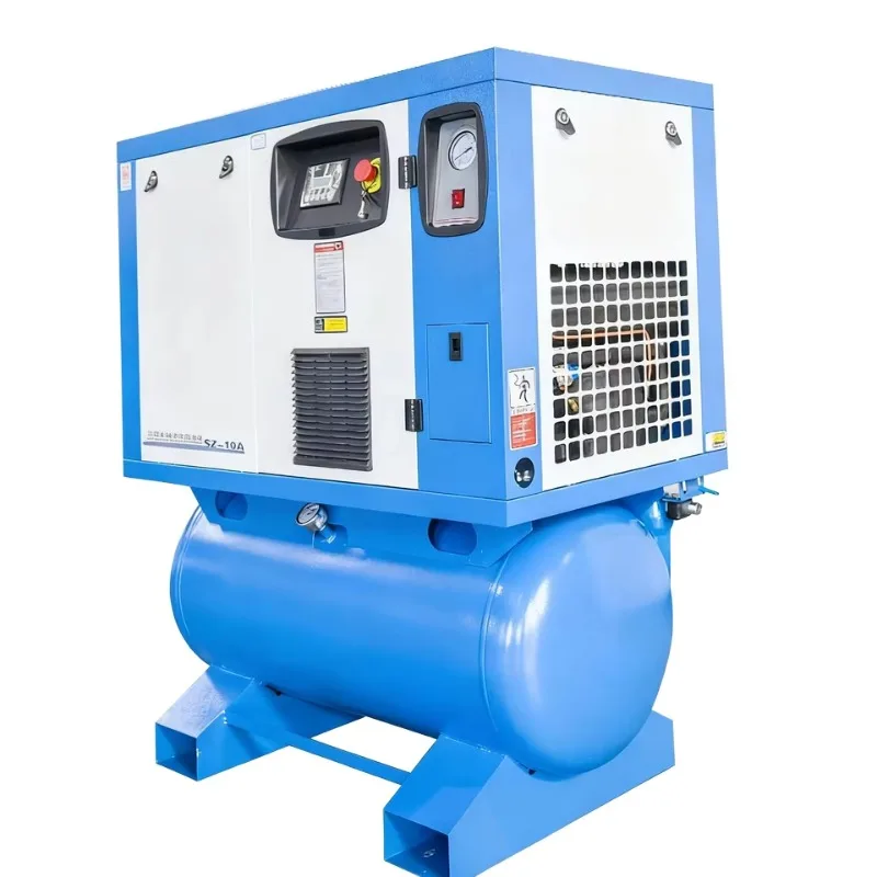 Variable Frequency Lubricated Screw Air Compressor Tank 4-in-1 Integrated Dryer Engine AC Power 220V Air Cooled