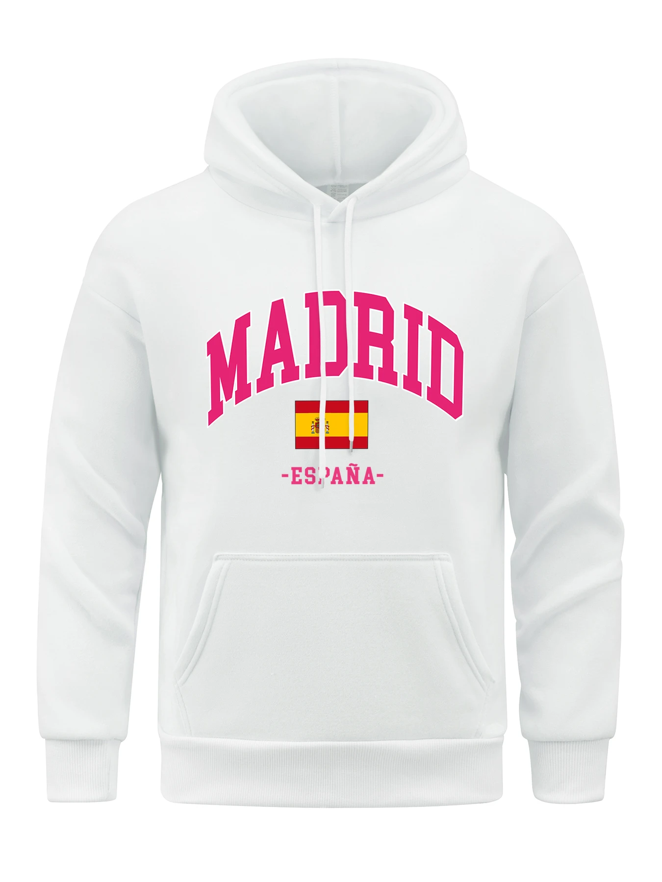 Sudaderas con estampado de bandera de España de Madrid para hombre, sudaderas cálidas con bolsillo para otoño, Sudadera con capucha de calle que combina con todo, ropa de calle deportiva para correr, Tops básicos informales