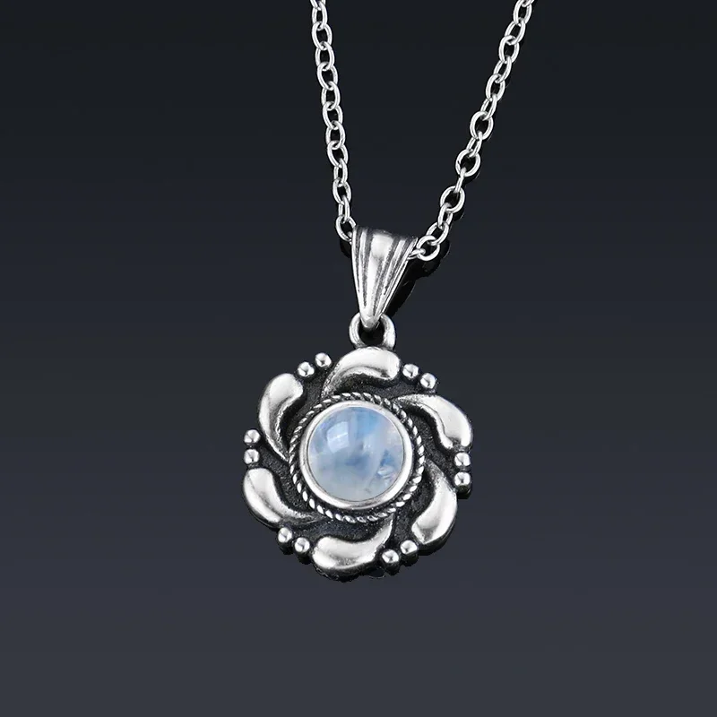 Women's 9k Geometric Kite Shape Moonstone Silver Pendant