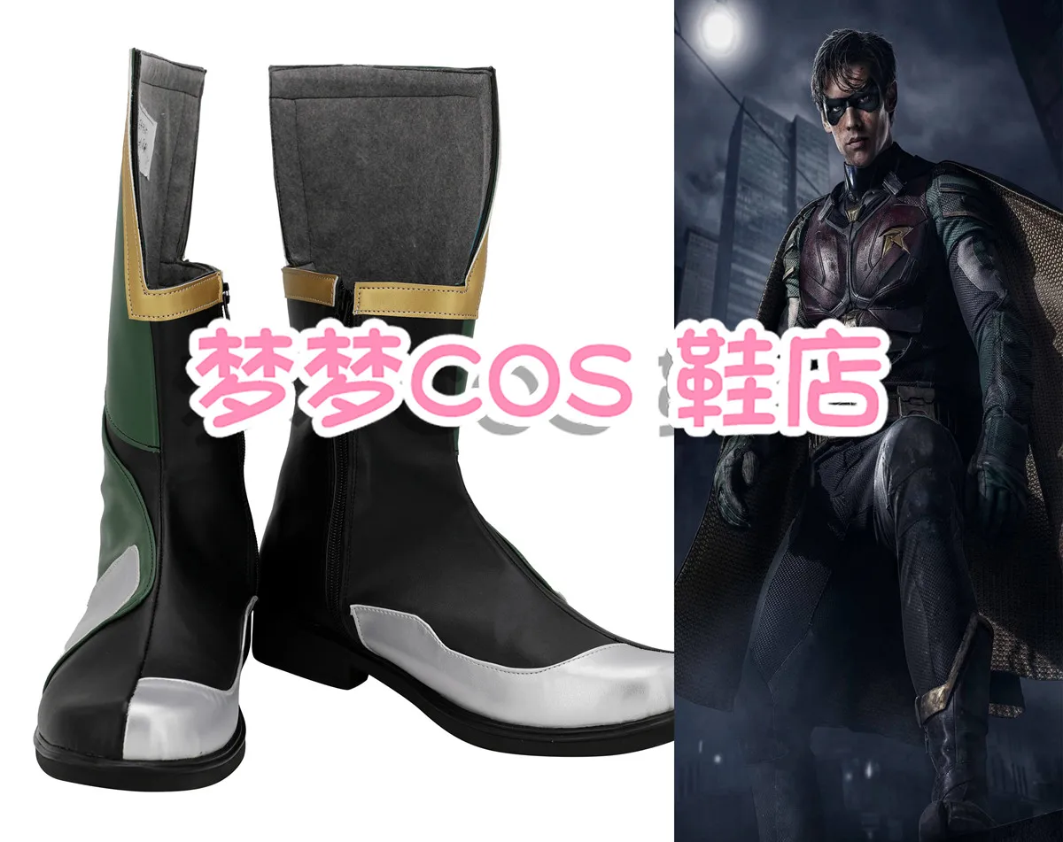 

TeenTitan Robin Cosplay Shoes Boots Handmade Faux Leather Costume Boots