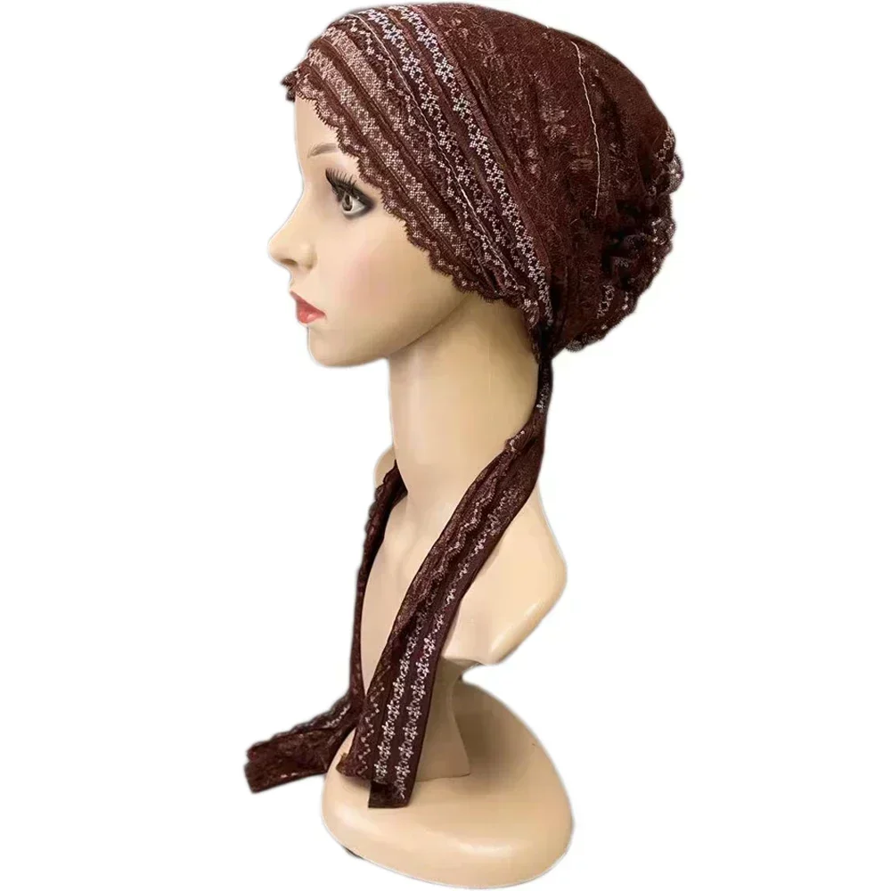 Muslim Women Ladies Underscarf Lace Beanie Bonnet Islamic Turban Headwear Arab Ninja Chemo Cap Hair Loss Hat Headscarf Cover New