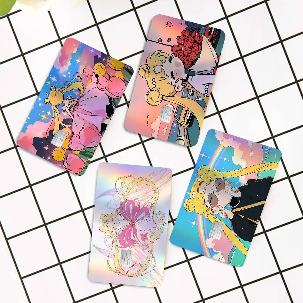 S-Sailores Cute Girl Moon Minimalist Laser Bank Card Stickers Removable Personal Style Decor