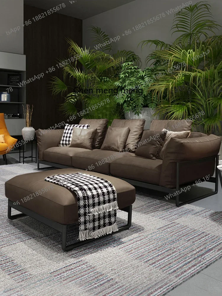 

promotion Italian minimalist leather sofa first layer cowhide post-modern minimalist Italian minimalist light luxury living room