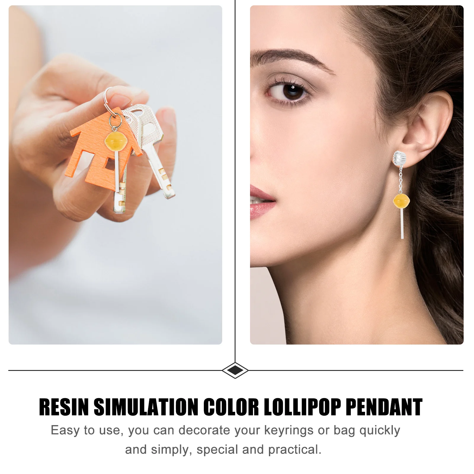 

30Pcs Resin Lollipop Keychain Pendants Mini Creative Bag Hanging Ornaments Fashion Keyrings Accessories Decorative Gift