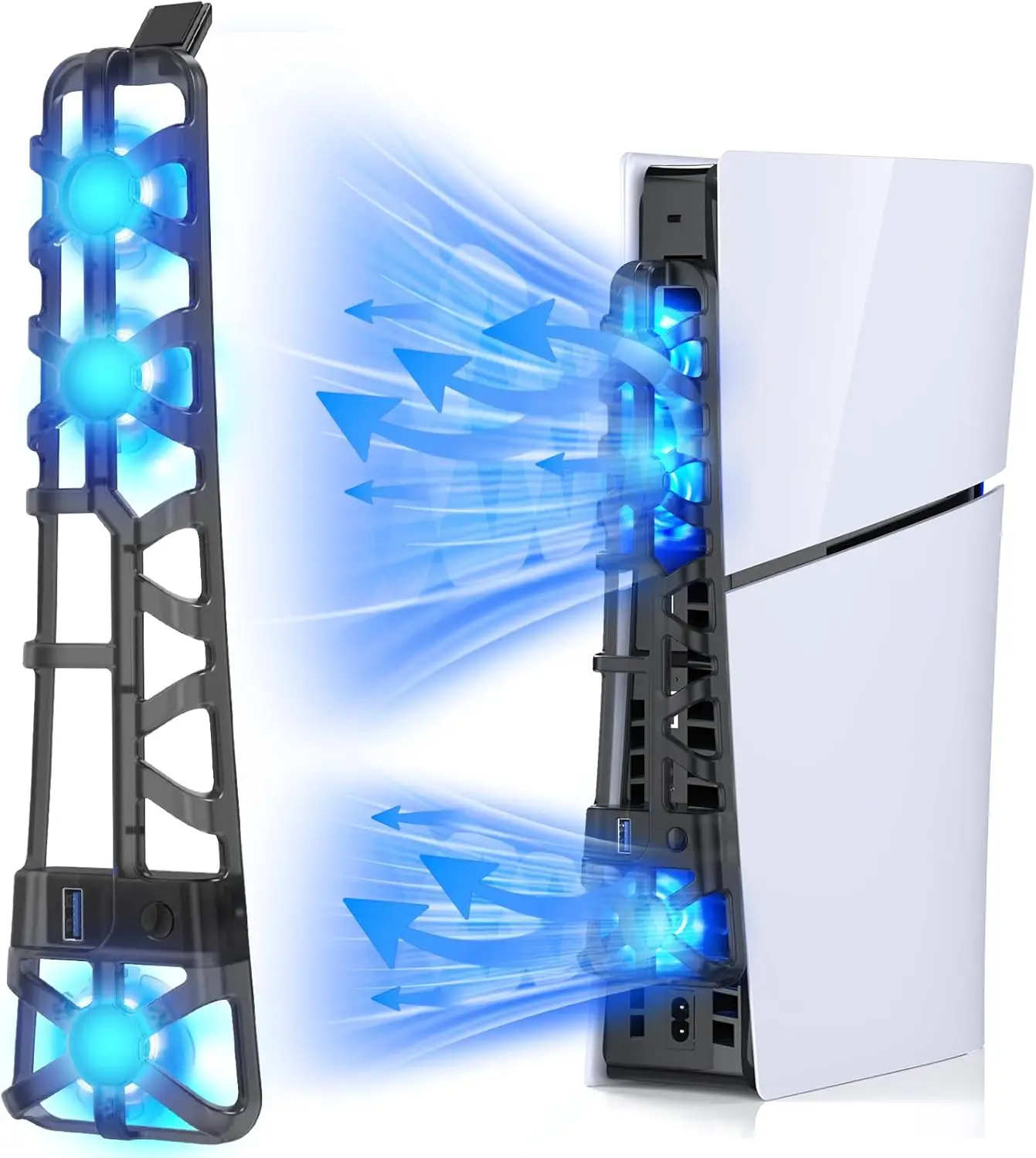 For PS5 Slim Cooling Fan 3 Levels LED Light USB3.0 Hubs Cooling System For Play Station 5 Slim Disc/Digital Console Accessories