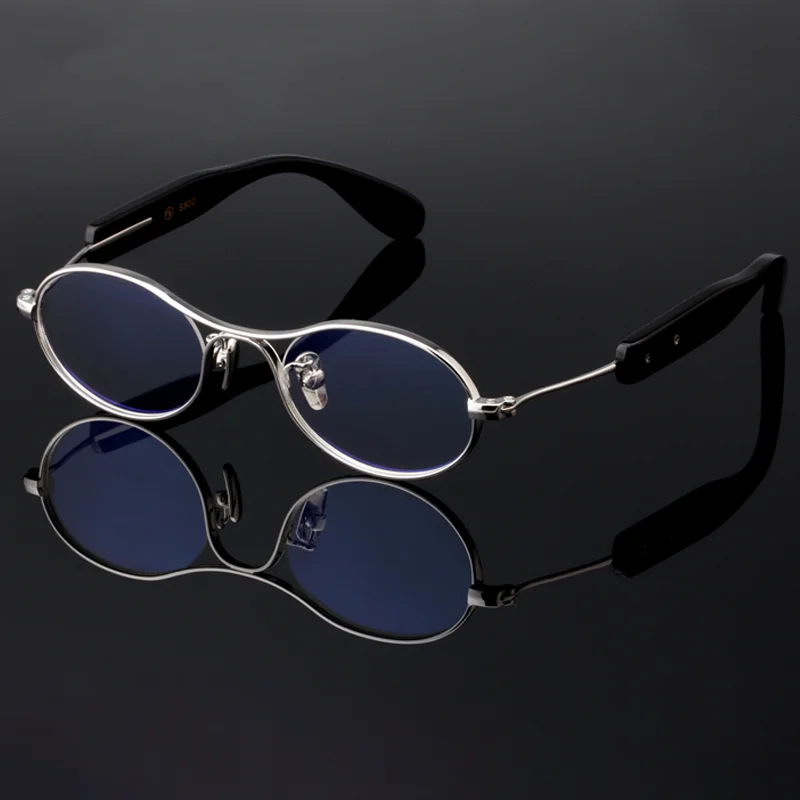 2025 High Quality Fashion S800 Pure Silver Glasses Frame Buffalo Horn Temples Can Be Matched Resistant Blue Light Myopic Glasses