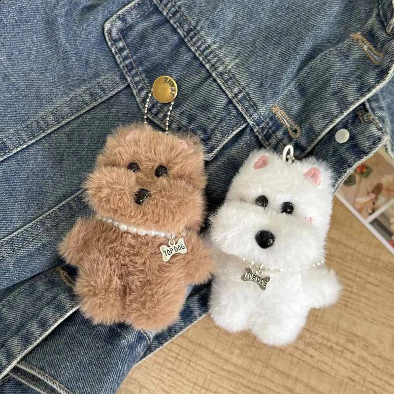 

8*10cm Kawaii West Highland Plush Keychain Cartoon Puppy Stuffed Doll Keychain Couple Keyring Lovely Bag Pendant Kids Gifts
