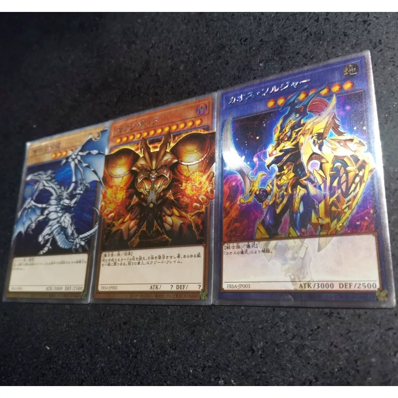 3Pcs/Set Yu Gi Oh Cards Blue-Eyes White Dragon Black Luster Soldier Anime Game Collection Color Flash Card DIY Off Screen Series