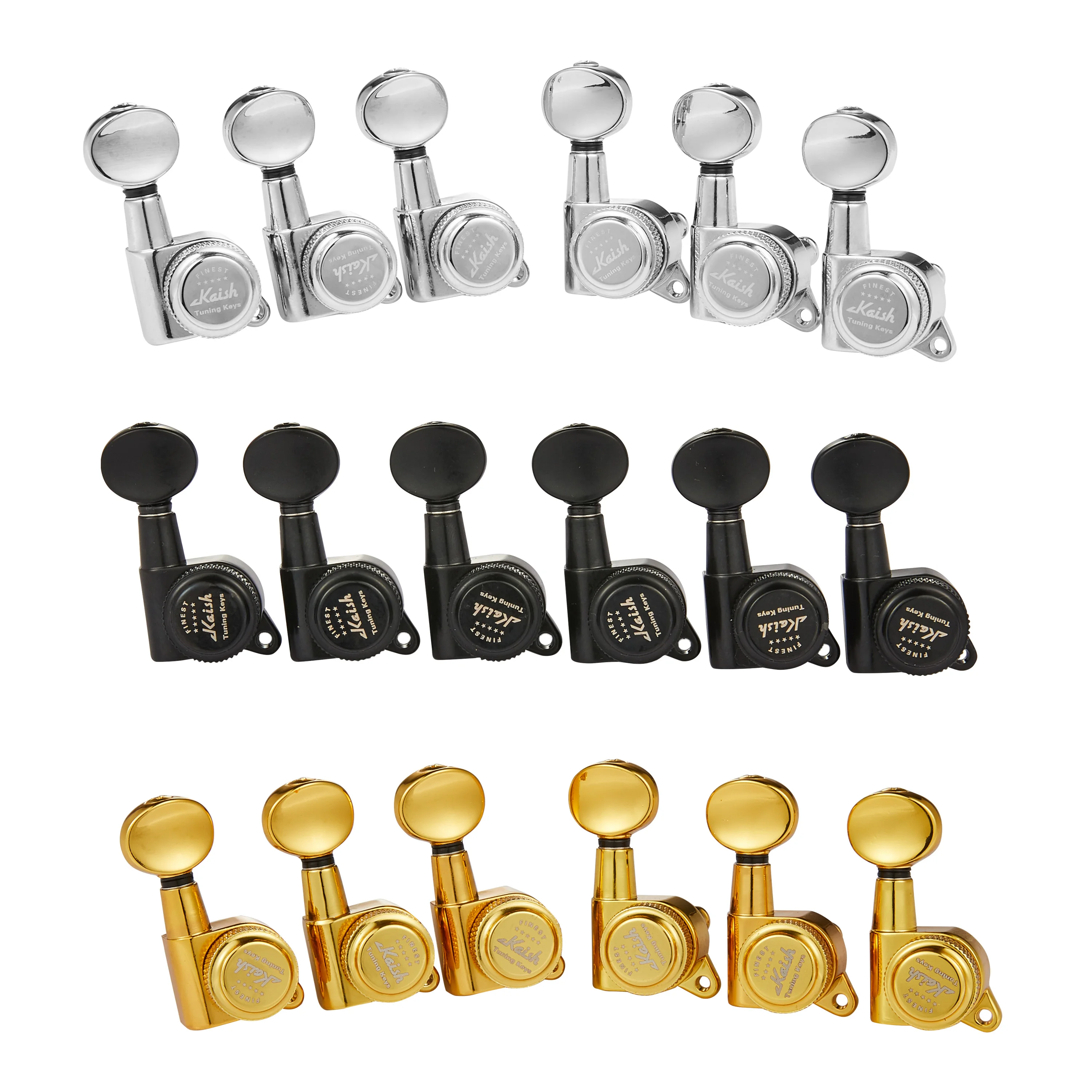 KAISH 18:1 Locking Tuners Tuning Keys Locking Tuning Machines with Mini Oval Buttons for Fender Strat/Tele/Electric Guitars
