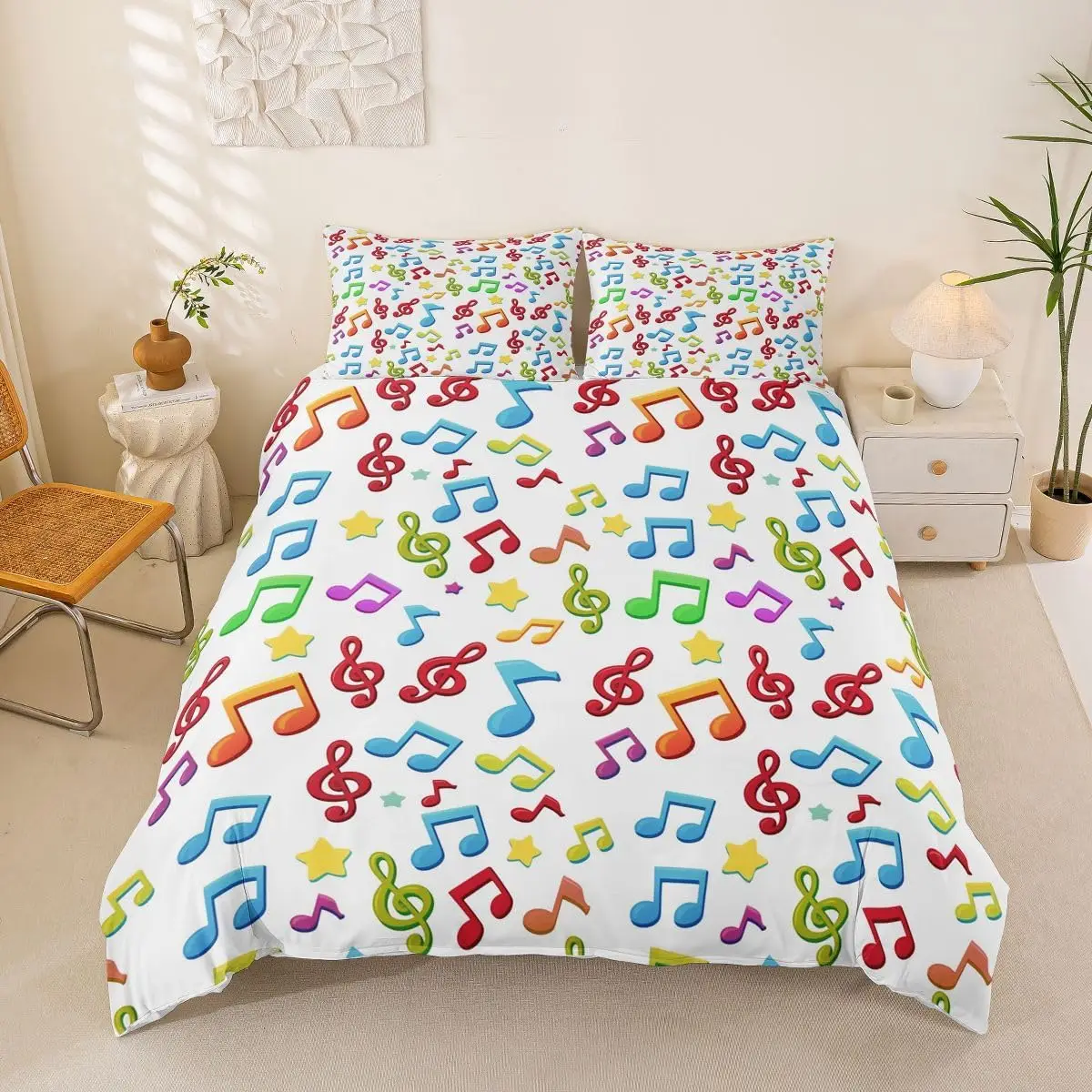 Music Duvet Cover Twin Queen Size Cartoon Musical Note Comforter Cover Music Theme Bedding Set Classical Music Piano Room Decor