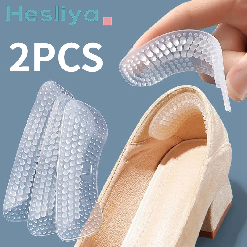 2Pcs Upgrade Silicone Heel Stickers Heels Peotect for Women Men Anti Slip Heel Cushions Non-Slip Inserts Pads Adjustable Size