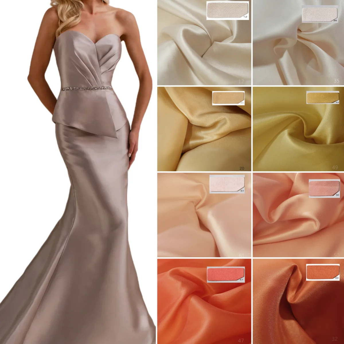 

New Solid Color Mikado Satin Fabric Sewing Wedding Princess Dress Fashion Dress Designer Fabric