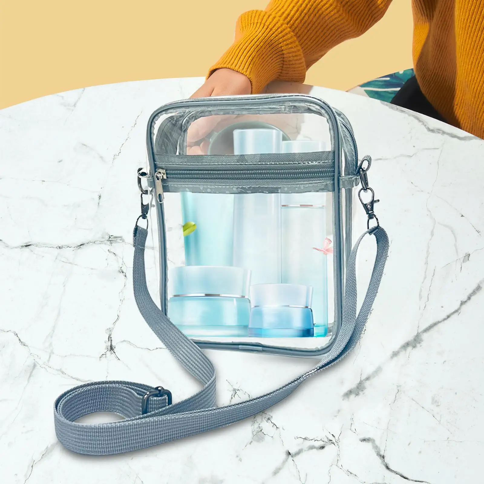Waterproof Clear Handbag PVC Transparent Crossbody Purse Stadium Approved Shoulder Bag for Concert Festival Beach Travel Storage