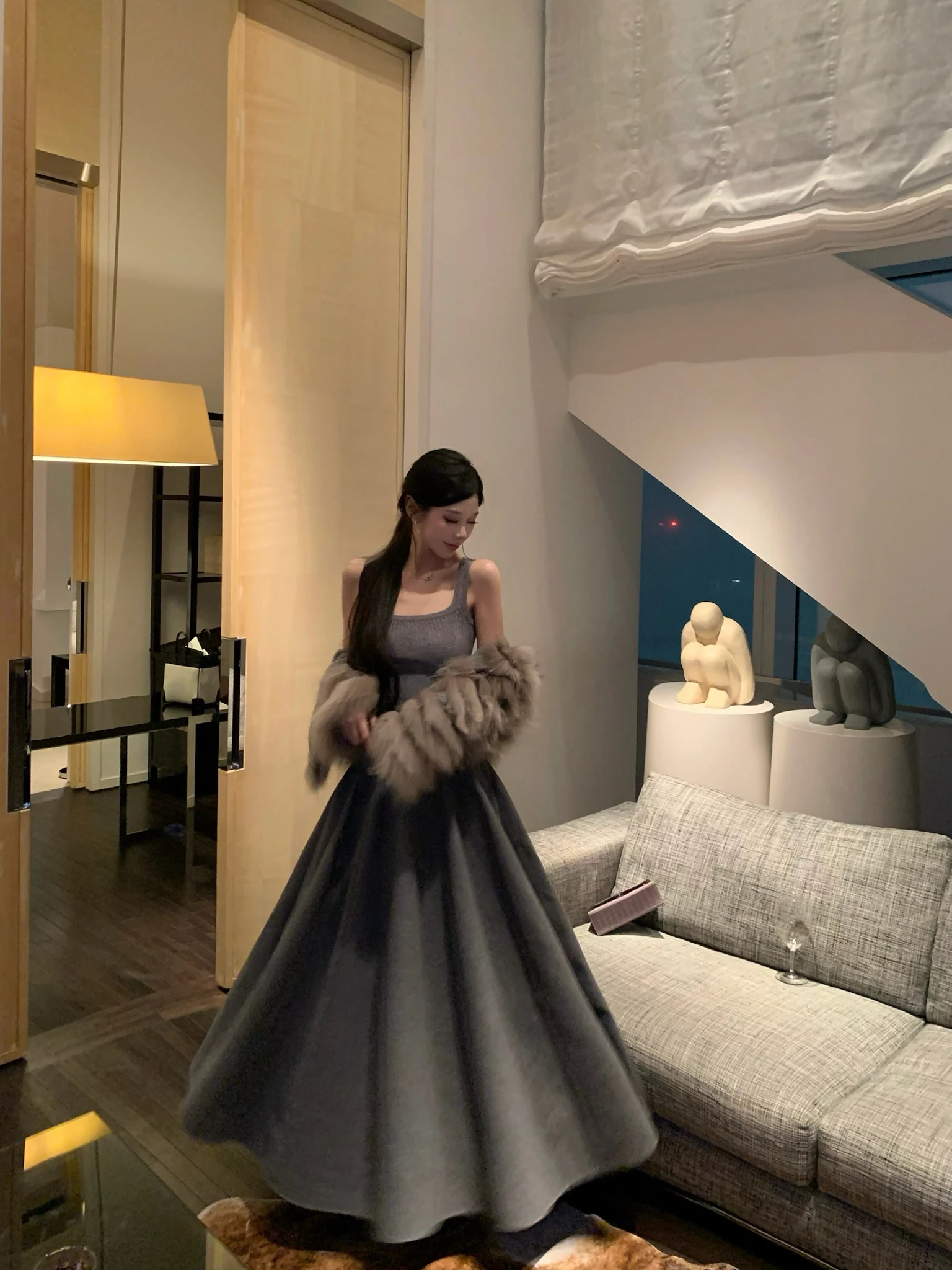 

Woppei Luxury Knitted Set Ele Square Collar Vest High Waist Slimming Skirt Autumn Commute Sle Warmth Non-Svel