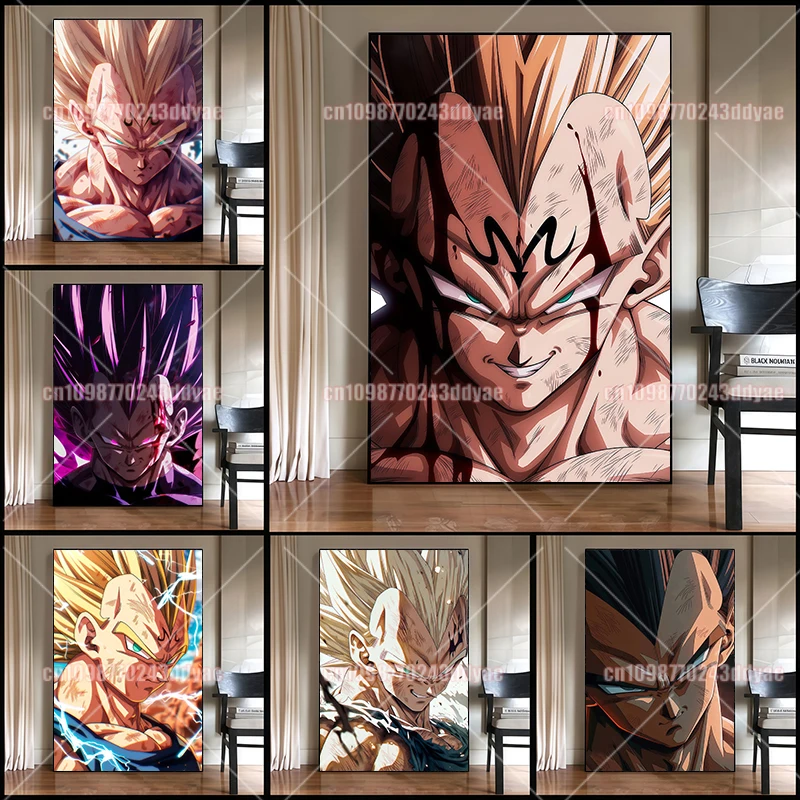 

Dragon Ball HD Poster Canvas Wall Art Cool Vegeta Goku Anime Print for Kids Room Bedroom Living Room Aesthetic Home Decor