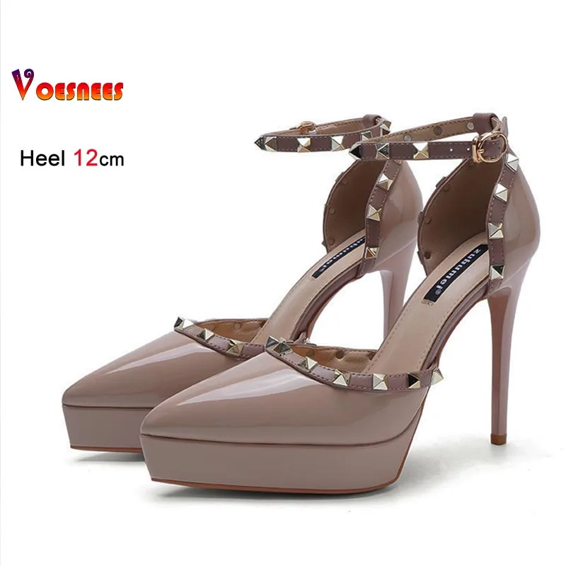مثير خنجر المرأة الصنادل موضة مدبب تو حذا فردي للسيدات برشام تصميم الكاحل حزام عالية الكعب أحذية أنيقة أحذية سيدة الحفلات