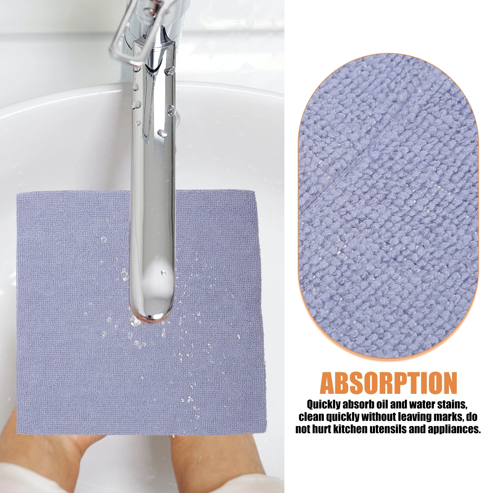 

Microfiber Dish Towels Kitchen Cleaning Cloths Fast Drying Reusable Wiping Oil Water Stains Absorbent Non-Scratch Duster